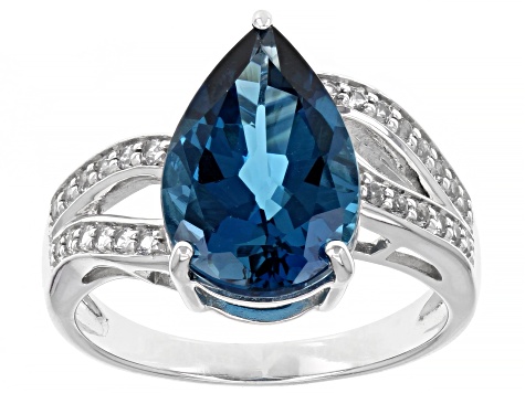Pre-Owned London Blue Topaz Rhodium Over 10k White Gold Ring 4.42ctw