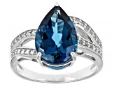 Pre-Owned London Blue Topaz Rhodium Over 10k White Gold Ring 4.42ctw