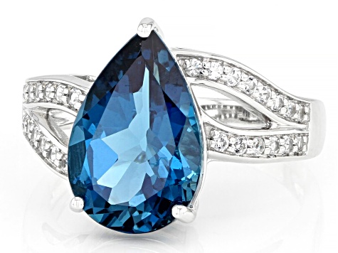Pre-Owned London Blue Topaz Rhodium Over 10k White Gold Ring 4.42ctw