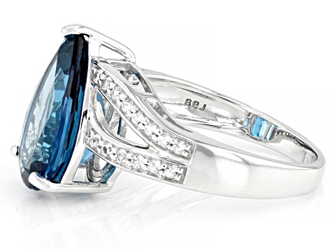 Pre-Owned London Blue Topaz Rhodium Over 10k White Gold Ring 4.42ctw