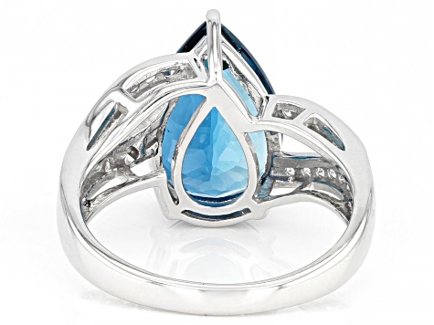 Pre-Owned London Blue Topaz Rhodium Over 10k White Gold Ring 4.42ctw