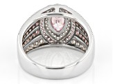 Pre-Owned Pink And White Cubic Zirconia Rhodium Over Sterling Silver Ring 2.55ctw