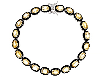 Picture of Pre-Owned Citrine Rhodium Over Sterling Silver Tennis Bracelet 10.62ctw