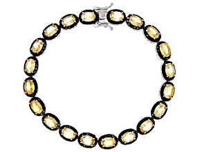 Pre-Owned Citrine Rhodium Over Sterling Silver Tennis Bracelet 10.62ctw