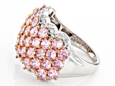 Pre-Owned Pink And White Cubic Zirconia Platinum Over Sterling Silver Ring 8.30ctw