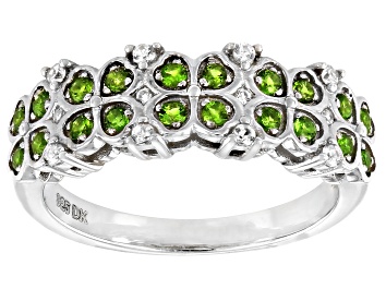 Picture of Pre-Owned Green Chrome Diopside Rhodium Over Silver Band Ring 0.32ctw
