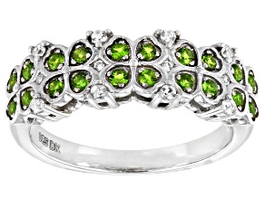 Pre-Owned Green Chrome Diopside Rhodium Over Silver Band Ring 0.32ctw