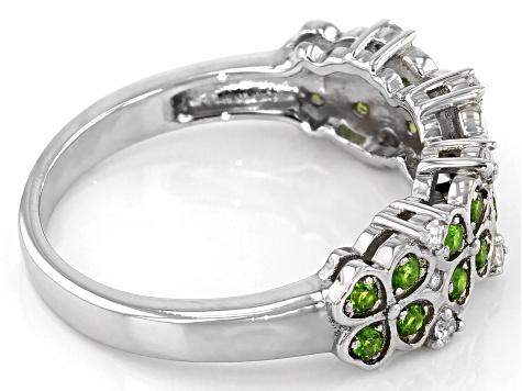 Pre-Owned Green Chrome Diopside Rhodium Over Silver Band Ring 0.32ctw