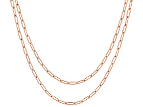 Pre-Owned 18K Rose Gold Over Sterling Silver Set of Two 2.2MM 20 and 24-Inch Paperclip Chains