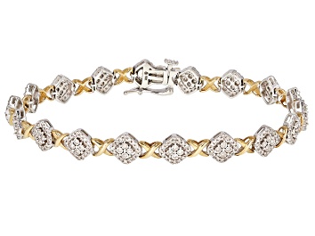 Picture of Pre-Owned White Diamond 10k Two-Tone Gold Bracelet 1.00ctw