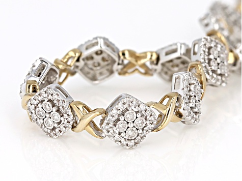 Pre-Owned White Diamond 10k Two-Tone Gold Bracelet 1.00ctw