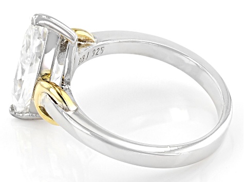 Pre-Owned strontium titanate rhodium and 14k yellow gold flash plating over silver ring 3.4