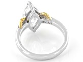 Pre-Owned strontium titanate rhodium and 14k yellow gold flash plating over silver ring 3.4