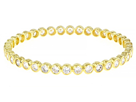 Pre-Owned White Cubic Zirconia 18k Yellow Gold Over Sterling Silver Bangle 15.20ctw