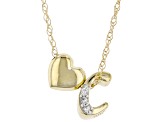 Pre-Owned White Zircon 10k Yellow Gold Children's Inital "C"Necklace 0.02ctw