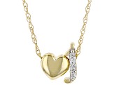 Pre-Owned White Zircon 10k Yellow Gold Children's Inital "J" Necklace. 0.02ctw