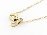 Pre-Owned White Zircon 10k Yellow Gold Children's Inital "J" Necklace. 0.02ctw
