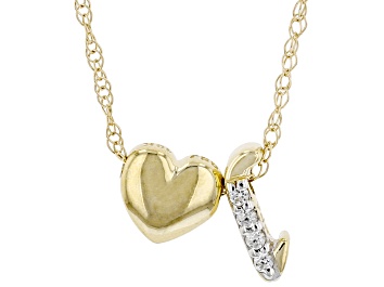 Picture of Pre-Owned White Zircon 10k Yellow Gold Children's Inital "L" Necklace 0.02ctw