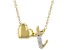 Pre-Owned White Zircon 10k Yellow Gold Children's Inital "T" Necklace 0.02ctw