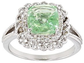 Pre-Owned Green Tsavorite rhodium over sterling silver ring 2.34ctw
