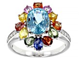 Pre-Owned Oval Apatite Rhodium Over 14k White Gold Ring. 3.91ctw
