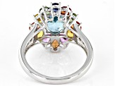 Pre-Owned Oval Apatite Rhodium Over 14k White Gold Ring. 3.91ctw