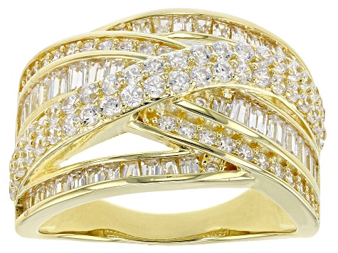 Pre-Owned White Cubic Zirconia 18K Yellow Gold Over Sterling Silver Ring 2.84ctw