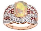 Pre-Owned Multicolor Ethiopian Opal 14k Rose Gold Ring 2.08ctw