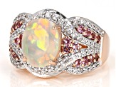 Pre-Owned Multicolor Ethiopian Opal 14k Rose Gold Ring 2.08ctw