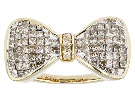 Pre-Owned Candlelight Diamonds™ 10k Yellow Gold Bow Ring 1.00ctw