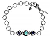 Pre-Owned Paraiba Color Opal and Tanzanite Silver Bracelet 0.95ctw