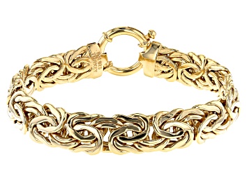 Picture of Pre-Owned 18K Yellow Gold Over Sterling Silver 14MM High Polished Bold Byzantine Link Bracelet