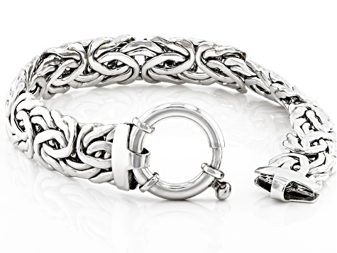 Pre-Owned Sterling Silver 14MM High Polished Bold Byzantine Link Bracelet