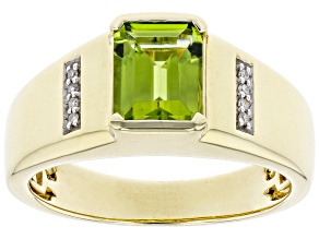 Pre-Owned Green Peridot 10k Yellow Gold Men's Ring 2.08ctw