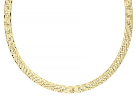 Pre-Owned 18K Yellow Gold Over Bronze Omega Greek Key Necklace