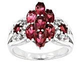 Pre-Owned Pink Tourmaline Rhodium Over Sterling Silver Ring 1.75ctw