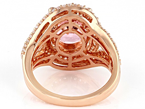 Pre-Owned Morganite Simulant And White Cubic Zirconia 18k Rose Gold Over Sterling Silver Ring 6.30ct