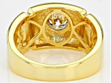 Pre-Owned Moissanite 14k yellow gold over sterling silver mens ring 1.00ct DEW.