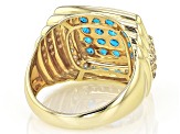 Pre-Owned Neon Blue Apatite 10k Yellow Gold Men's Ring 1.76ctw