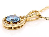 Pre-Owned Blue and Colorless Moissanite 14k Yellow Gold Over Silver Pendant 2.99ctw DEW.