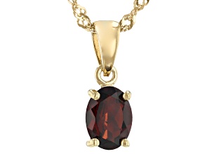 Pre-Owned Red Garnet 18K Yellow Gold Over Silver January Birthstone Pendant Chain 1.27ct