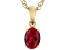 Pre-Owned Red Lab Created Ruby 18k Yellow Gold Over Sterling Silver July Birthstone Pendant With Cha