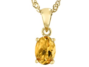 Pre-Owned Yellow Citrine 18K Yellow Gold Over Silver November Birthstone Pendant Chain 0.94ct