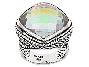 Picture of Pre-Owned Zero Mercury™ Quartz Silver Hammered Ring 14.37ct