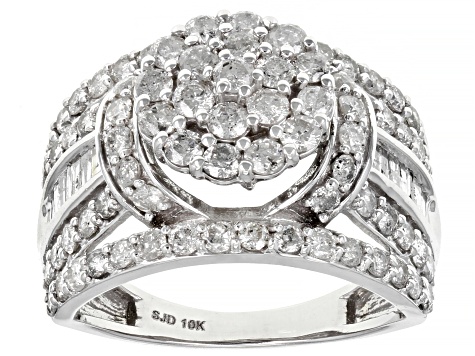 Pre-Owned White Diamond 10k White Gold Bridge Ring