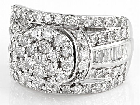 Pre-Owned White Diamond 10k White Gold Bridge Ring