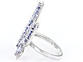 Pre-Owned Blue Multi Shape Tanzanite Rhodium Over Sterling Silver Butterfly Ring 4.01ctw