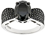 Pre-Owned Black Spinel Rhodium Over Sterling Silver Ring 3.65ctw