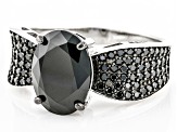 Pre-Owned Black Spinel Rhodium Over Sterling Silver Ring 3.65ctw