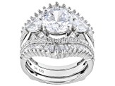 Pre-Owned White Cubic Zirconia Rhodium Over Sterling Silver Ring And Guard Set 7.35ctw